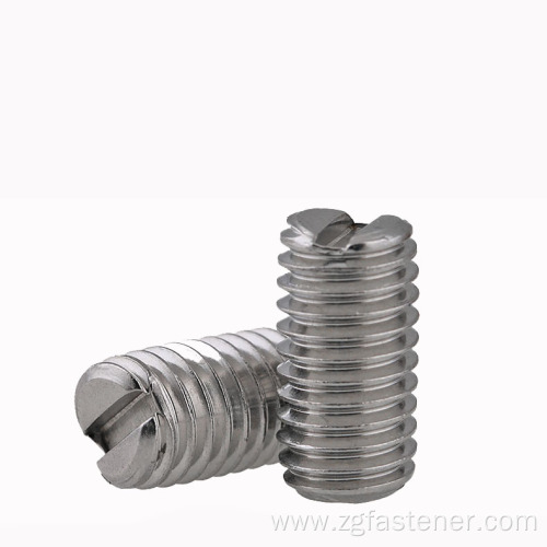 Stainless steel Slotted set screws with flat point